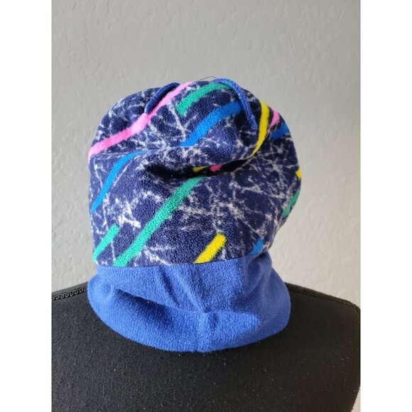 Chubbies Pink/Blue Pom Pom Winter Hat Casual Colorful Comfy Cozy Snow Hippie - Picture 5 of 6